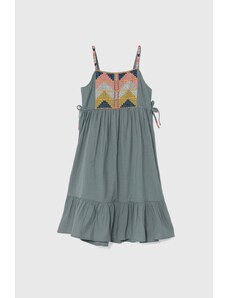 zippy rochie cu amestec de in pentru copii culoarea turcoaz, midi, evazati