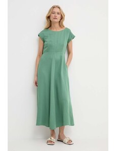 Weekend Max Mara rochie din amestec de in culoarea verde, maxi, evazati
