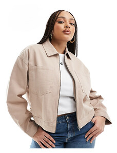 ASOS Curve ASOS DESIGN Curve cropped twill jacket in dusty pink