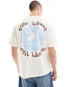 Pull&Bear botanical backprinted t-shirt in ecru-Neutral