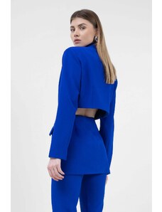 BLUZAT Electric Blue Suit With Blazer With Waistline Cut-Out And Flared Trousers