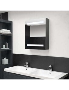 OrlandoKids Dulap de baie cu oglinda si LED-uri, gri, 50x14x60 cm