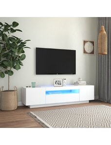 OrlandoKids Comoda TV cu lumini LED, alb, 160x35x40 cm