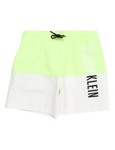 Calvin Klein Swimwear Șorturi de baie 'INTENSE POWER' gri deschis / verde măr / negru / alb