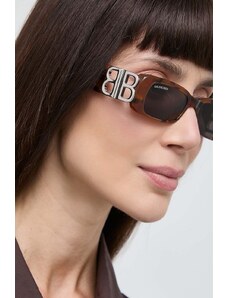 Balenciaga ochelari de soare BB0096S femei, culoarea maro