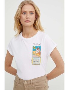 Marella tricou din bumbac femei, culoarea alb 2413970000000