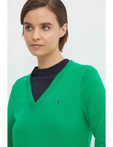 Tommy Hilfiger pulover femei, culoarea verde, light WW0WW40098