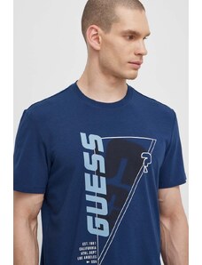 Guess tricou EWAN barbati, culoarea albastru marin, cu imprimeu, Z4GI10 J1314