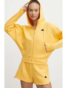 adidas bluza Z.N.E femei, culoarea galben, cu glugă, cu imprimeu, IS3940