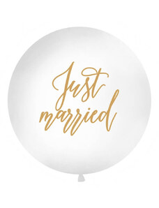 Partydeco Balon Gigant Just married, Alb - 100 cm