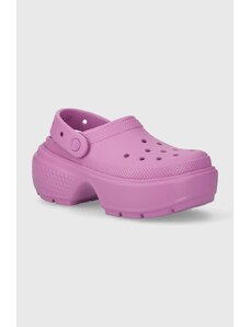 Crocs papuci Stomp Slide femei, culoarea violet, cu platforma, 209347.6WQ