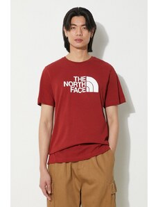 The North Face tricou din bumbac M S/S Easy Tee barbati, culoarea bordo, cu imprimeu, NF0A87N5POJ1