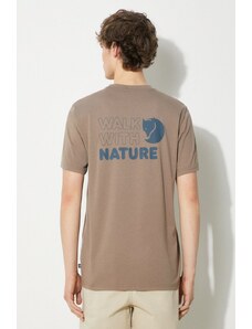 Fjallraven tricou Walk With Nature T-shirt M barbati, culoarea maro, cu imprimeu, F12600216.244