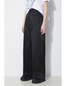 MM6 Maison Margiela pantaloni femei, culoarea negru, lat, high waist, S62KB0199