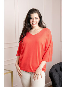 Distribuit de FashionLook Bluza tricotata corai cu maneci liliac