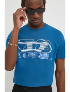 Diesel tricou din bumbac T-DIEGOR-K74 bărbați, cu imprimeu, A12502.0GRAI