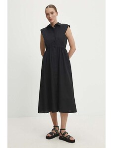 Answear Lab rochie din bumbac culoarea negru, midi, evazati