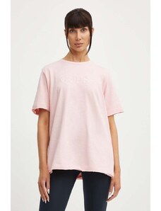 Guess tricou din bumbac ATHENA femei, culoarea roz, V4GI12 KC641