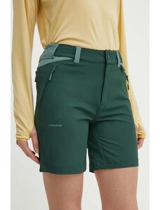 Viking pantaloni scurți outdoor Sequoia culoarea verde, neted, medium waist