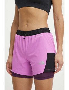 The North Face pantaloni scurti sport femei, culoarea violet, modelator, high waist, NF0A7SXRUHO1