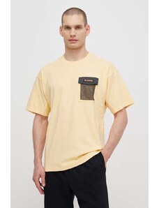 Columbia tricou din bumbac Painted Peak barbati, culoarea galben, cu imprimeu, 2074481