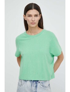American Vintage tricou T-SHIRT MC COL ROND US femei, culoarea verde, YPA02GE24
