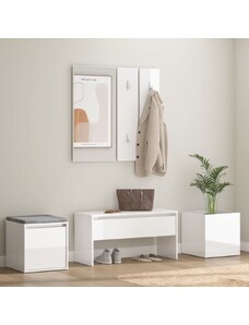 OrlandoKids Set de mobilier pentru hol, alb extralucios, lemn prelucrat