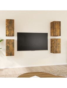 OrlandoKids Comode TV, 4 buc., stejar fumuriu, 30,5x30x60 cm lemn prelucrat