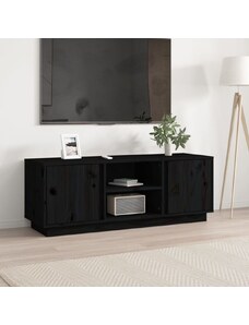 OrlandoKids Comoda TV, negru, 110x35x40,5 cm, lemn masiv de pin