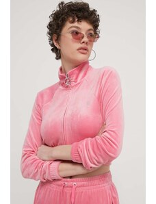 Juicy Couture bluză din velur culoarea roz, cu imprimeu
