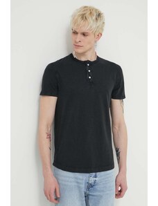 Superdry tricou din bumbac barbati, culoarea negru, neted