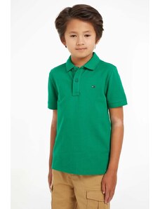 Tommy Hilfiger tricouri polo din bumbac pentru copii culoarea verde, neted