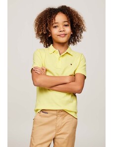 Tommy Hilfiger tricouri polo din bumbac pentru copii culoarea galben, neted
