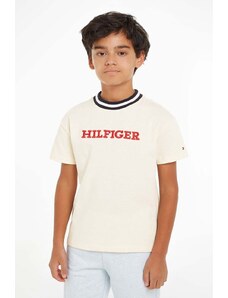 Tommy Hilfiger tricou copii culoarea bej, cu imprimeu