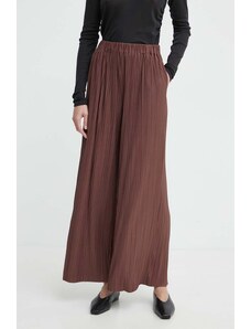 Samsoe Samsoe pantaloni femei, culoarea maro, lat, high waist