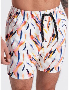 Ombre Clothing Men's swim shorts in colorful print - white V2 OM-SRBS-0140