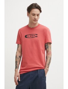 G-Star Raw tricou din bumbac barbati, culoarea roz, cu imprimeu