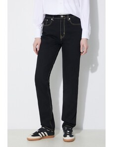 Kenzo jeansi Solid Asagao Straight femei medium waist, FD62DP2106C1.BM