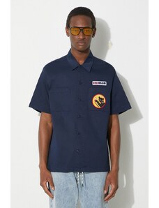ICECREAM cămașă Waitress Camp Collar Shirt pentru bărbați, culoarea bleumarin, regular fit, cu guler clasic IC24117