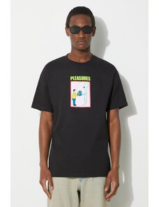 PLEASURES tricou din bumbac Gift barbati, culoarea negru, cu imprimeu, P24SP046.BLACK