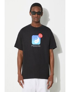 PLEASURES tricou din bumbac Notify barbati, culoarea negru, cu imprimeu, P24SP052.BLACK
