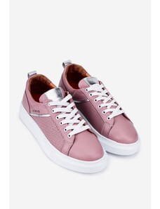 Dasha Pantofi roz din piele cu detalii argintii