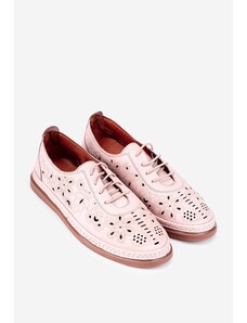 Dasha Pantofi roz pudra din piele cu model perforat