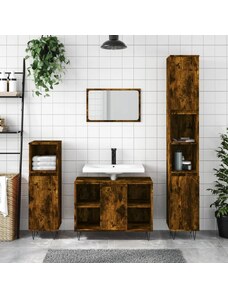 OrlandoKids Dulap pentru baie, stejar fumuriu, 80x33x60 cm, lemn compozit