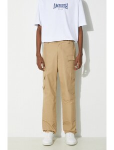 AMBUSH pantaloni de bumbac Slim Cargo Pants Tree culoarea maro, drept, BMCF001S24FAB