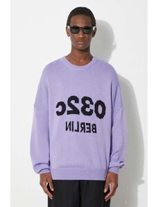032C pulover de lana Selfie Sweater barbati, culoarea violet, călduros, SS24-K-1011