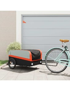 OrlandoKids Remorca pentru biciclete, negru si portocaliu, 45 kg, fier
