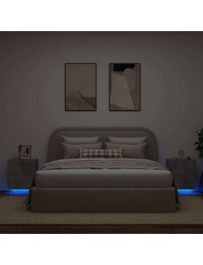 OrlandoKids Noptiere cu lumini LED, 2 buc., gri beton, lemn prelucrat