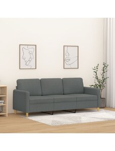 OrlandoKids Canapea cu 3 locuri, gri inchis, 180 cm, material textil
