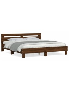 OrlandoKids Cadru de pat cu tablie stejar maro 200x200 cm lemn prelucrat